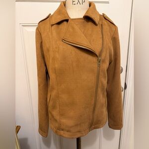 Candace Cameron Bure Camel Faux Suede Jacket